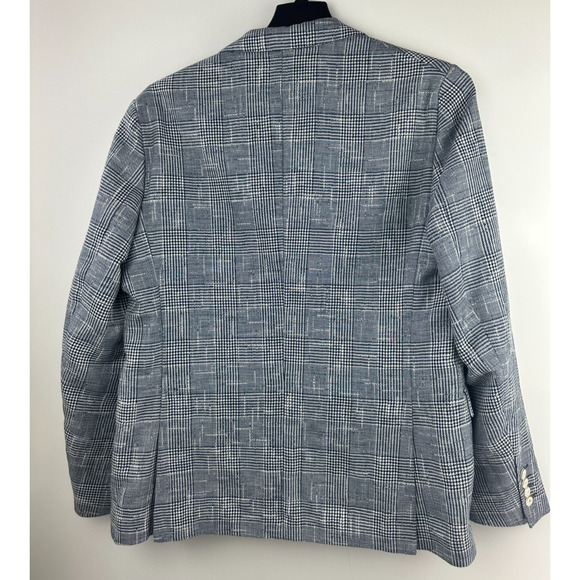 Zara Man Blazer Jacket Plaid Houndstooth Navy Blue & White US Men's Size 42 - Picture 10 of 13
